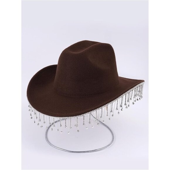 Women\'s Western Rhinestone Tassel Cowboy Hat Fedoras for Parties Halloween main image 5